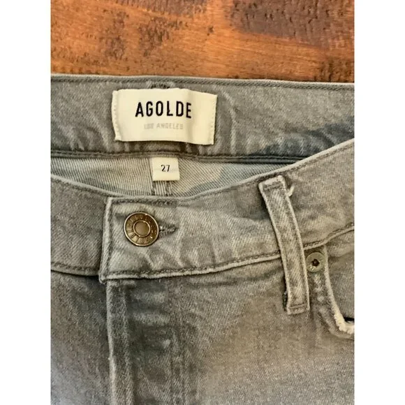 AGOLDE Nico High Rise Slim Gray Denim Jeans, Size 27 - Picture 3 of 5